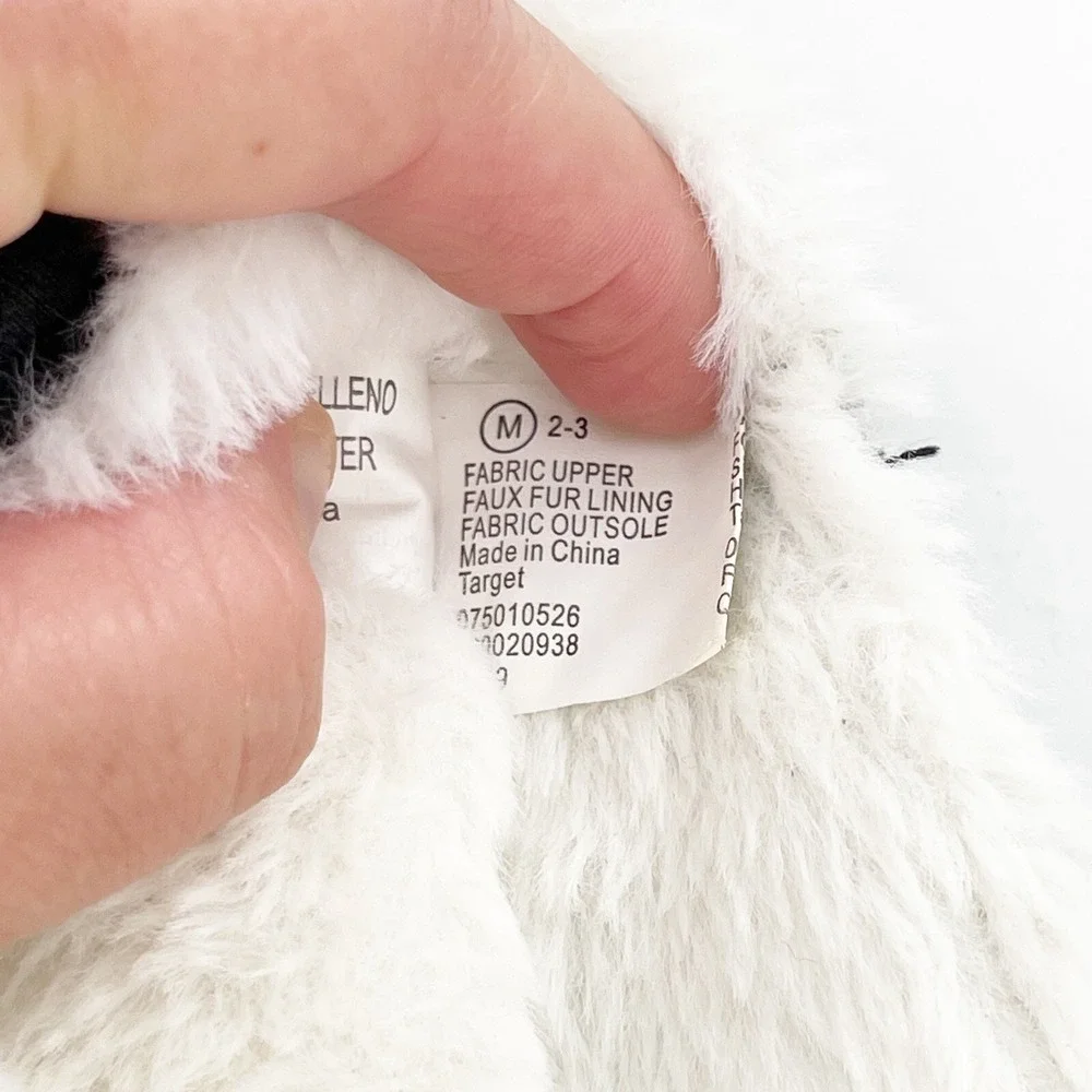 Target Boy Girl Faux‎ Fur Lining Moccasins Slippers Shoes Grey Medium 2-3
